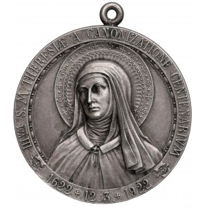 Itálie(?), medaile k 300. výročí kanonizace svaté Terezie z Avily