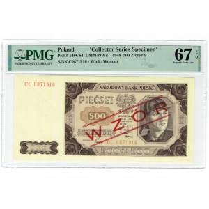 PRL, 500 złotych 1948 CC - WZÓR - PMG 67 EPQ