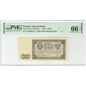 PRL, 2 zloty 1948 CF - PMG 66 EPQ