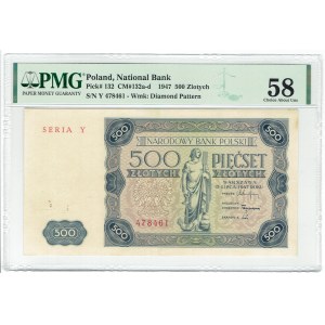 PRL, 500 złotych 1947 Y - PMG 58