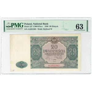 PRL, 20 złotych 1946 A - PMG 63