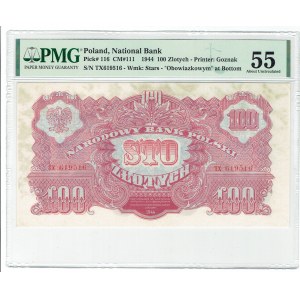 PRL, 100 złotych 1944 , ...owym... TX - PMG 55