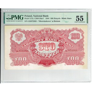 People's Republic of Poland, 100 gold 1944 , ...owe.... Ax - PMG 55