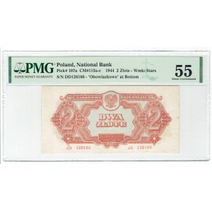 People's Republic of Poland, 2 zloty 1944 , ...mandatory.... dD - RARE - PMG 55