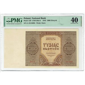 PRL, 1000 złotych 1945 A - PMG 40