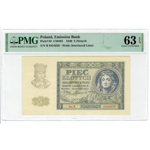 GG, 5 złotych 1940 B - PMG 63 EPQ