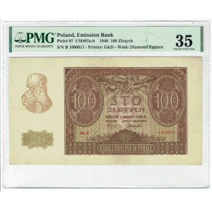 GG, 100 gold 1940 - rarer series B - PMG 35