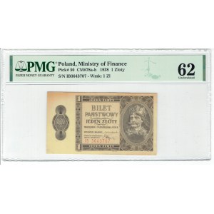II RP, 1 złoty 1938 IB - PMG 62
