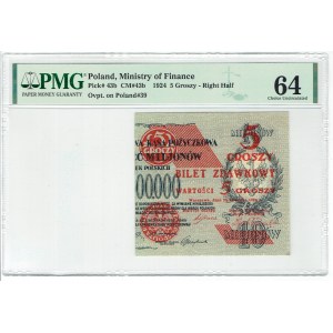 II RP, 5 pennies 1924 - right half - PMG 64
