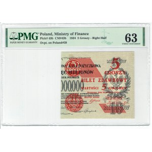 II RP, 5 pennies 1924 - right half - PMG 63
