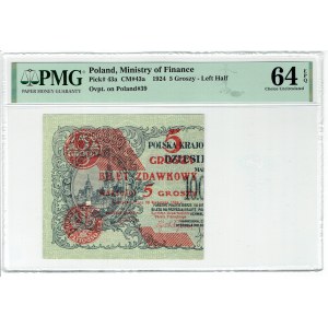 II RP, 5 groszy 1924 - lewa połówka - PMG 64 EPQ