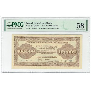II RP, 100,000 Polish marks 1923 C - PMG 58