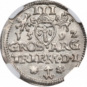 Sigismund III, 3 groschen 1592, Vilnius - NGC MS63