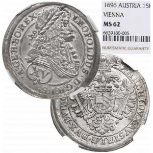 Rakousko, Leopold I., 15 krajcarů 1696, Vídeň - NGC MS62