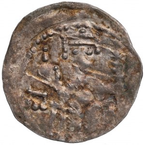 Boleslaw IV the Curly, Cracow, denarius, emperor on throne with PALM - RARE