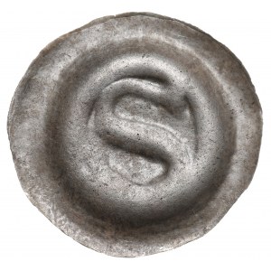 Siemowit III (1320-81), Kujawy, brakteat, duża litera S - PIĘKNY