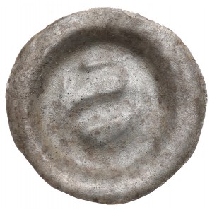 Siemowit III (1320-81), Kujawy, brakteát, velké písmeno S - BEAUTIFUL