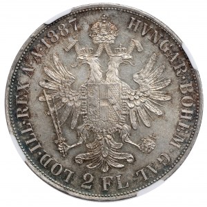 Rakousko, František Josef, 2 florény 1887 - NGC MS62