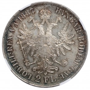 Austro-Hungary, Franz Joseph I, 2 florin 1887 - NGC MS62