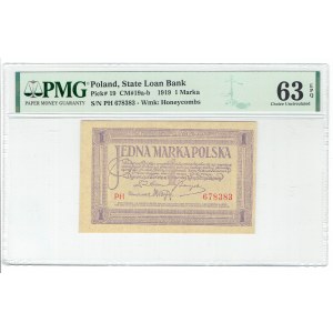 II RP, 1 marka polska 1919 PH - PMG 63 EPQ
