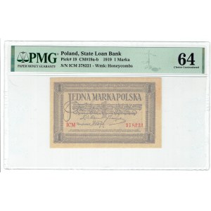 II RP, 1 marka polska 1919 ICM - PMG 64
