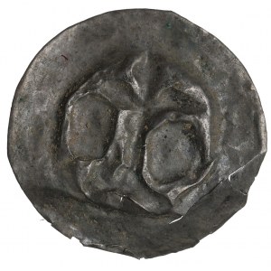 Unspecified district, 13th century brakteat, lily(tree of life) on the bow and two heads