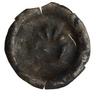 Západní Pomořansko, Usedom, brakteát z 13./15. století, přilba s chocholem - RARE