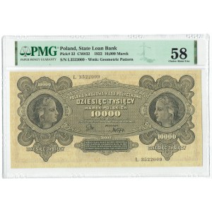 II RP, 10,000 marks 1922 L - PMG 58