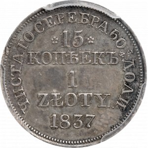 Ruské dělení, Mikuláš I., 15 kopějek=1 zlotý 1837 - PCGS MS61