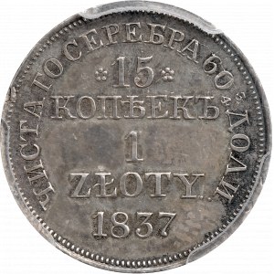 Poland under Russia, Nicholas I, 15 kopecks=1 zloty 1837 - PCGS MS61