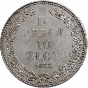 Congress Poland, Nicholas I, 1-1/2 rouble=10 zloty 1833, Petersburg - PCGS XF40
