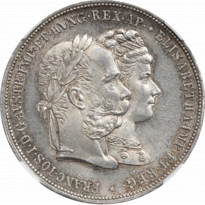 Rakousko, František Josef, 2 guldenů 1879 - stříbrná svatba NGC MS63