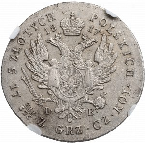 Kingdom of Poland, Alexander I, 5 zloty 1817 IB - NGC AU Details