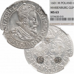 Sigismundus III, 6 groschen 1601, Marienburg - NGC MS63
