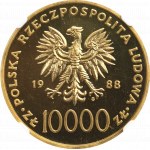 Polská lidová republika, 10 000 zlotých 1988 Jan Pavel II - NGC PF68 Cameo