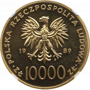 PRL, 10.000 złotych 1989 Jan Paweł II - NGC MS66