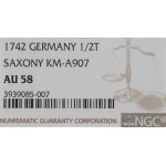 Germany, Saxony, 1/2 thaler 1742 - NGC AU58