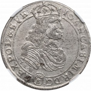 John II Casimir, 18 groschen 1668, Bromberg - NGC AU58