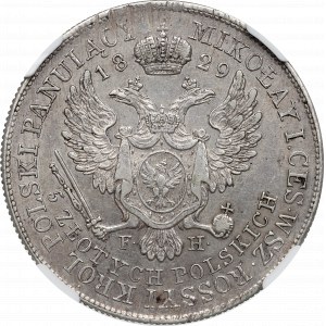 Kingdom of Poland, Nicholas I, 5 zloty 1829 - NGC XF45