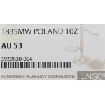 Congress Poland, Nicholas I, 1-1/2 rouble=10 zloty 1835 MW, Warsaw - NGC AU53