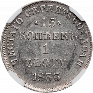 Ruské dělení, Mikuláš I., 15 kopějek=1 zlotý 1832/3 - NGC MS61