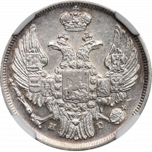 Russia, Nicholas I, 15 kopecks=1 zloty 1833 - DATE OVERSTRIKED NGC MS61