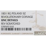 November Uprising, 5 zloty 1831 - NGC UNC Details