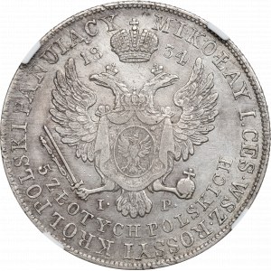 Kingdom of Poland, Nicholas I, 5 zloty 1833 KG - NGC XF45
