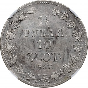 Poland under Russia, Nicholas I, 1-1/2 rouble=10 zloty MW, Warsaw - NGC AU Details