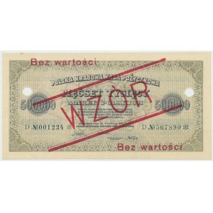 II RP, 500.000 marek polskich 1923 D - WZÓR