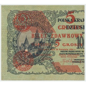II RP, 5 groszy 1924 - lewa połówka