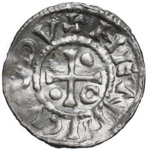 Německo, Jindřich II., denár bez data Regensburg
