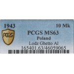 Lodžské ghetto, 10 značek 1943 - PCGS MS63