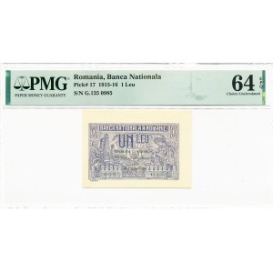 Romania, 1 Leu 1915 - PMG 64